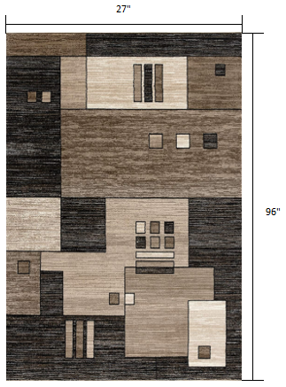 8' Brown and Black Abstract Power Loom Runner Rug - Image 2
