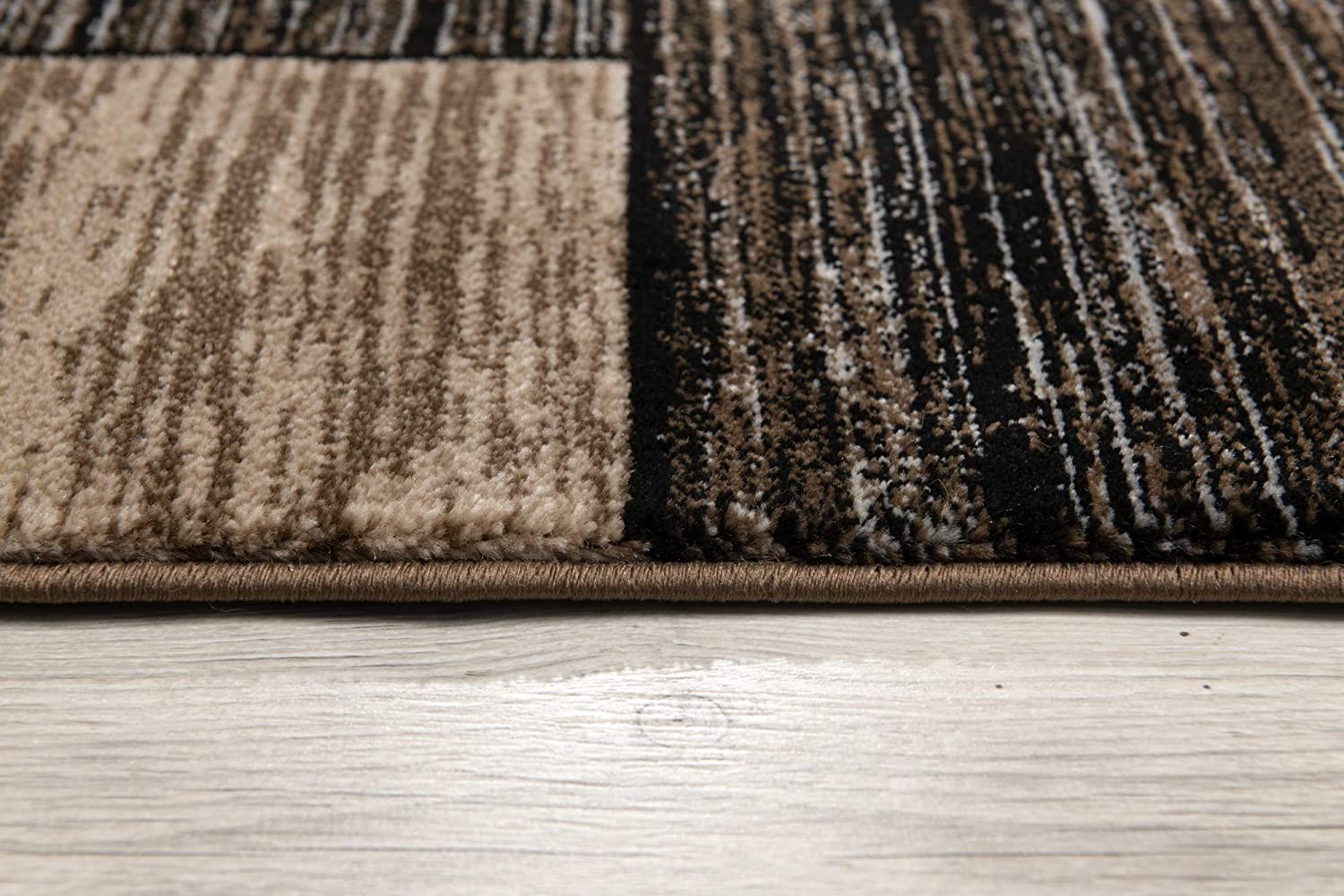 8' Brown and Black Abstract Power Loom Runner Rug - Image 4