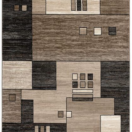 8' Brown and Black Abstract Power Loom Runner Rug