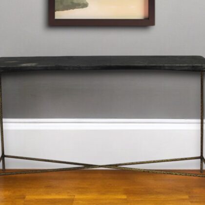 48" Black and Gold Stone Frame Console Table
