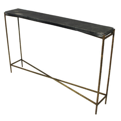 48" Black and Gold Stone Frame Console Table