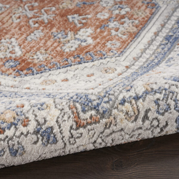 9' x 12' Blue and Beige Oriental Power Loom Area Rug