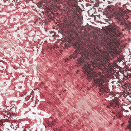 8' x 11' Red and White Oriental Non Skid Area Rug