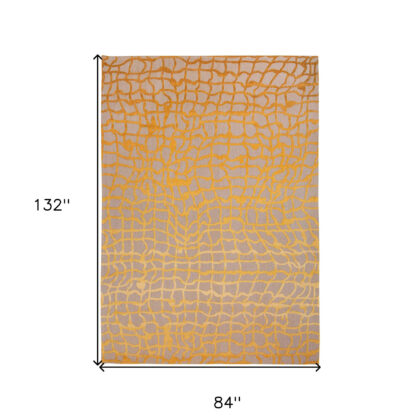 8' x 11' Gray and Orange Abstract Non Skid Area Rug