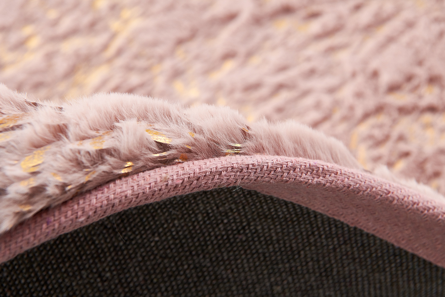 5' x 7' Pink and Gold Faux Fur Abstract Shag Non Skid Area Rug - Image 4