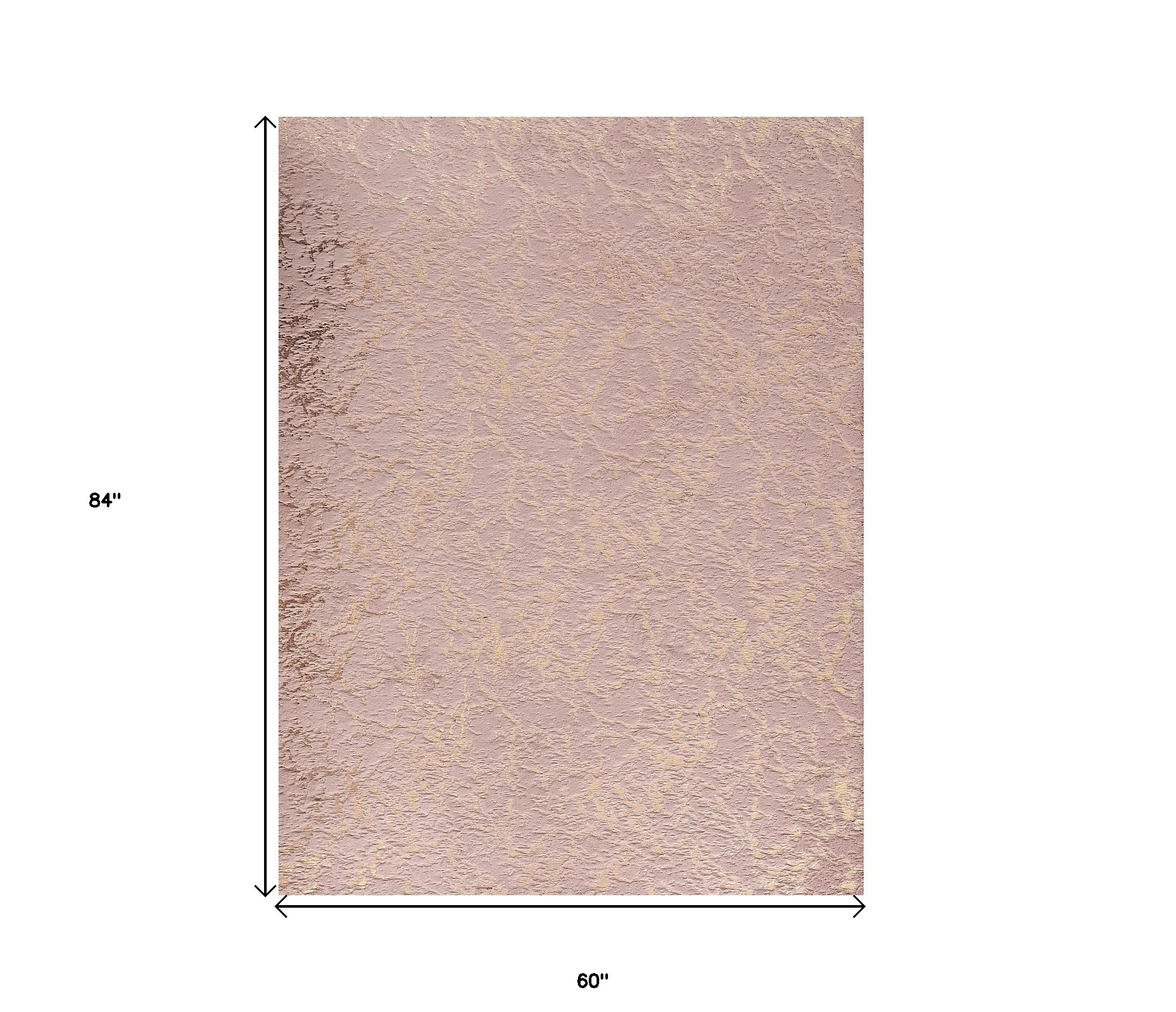 5' x 7' Pink and Gold Faux Fur Abstract Shag Non Skid Area Rug - Image 9