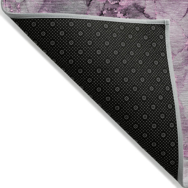 2' X 3' Gray and Purple Abstract Washable Non Skid Indoor Outdoor Area Rug