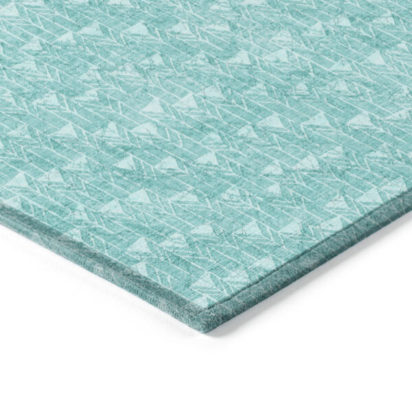 8' X 10' Turquoise Geometric Washable Non Skid Indoor Outdoor Area Rug