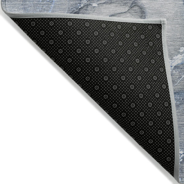 8' X 10' Blue and Gray Abstract Washable Non Skid Indoor Outdoor Area Rug