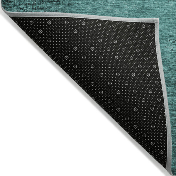 3' X 5' Teal Abstract Washable Non Skid Indoor Outdoor Area Rug