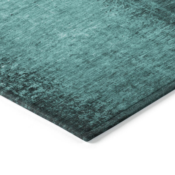 3' X 5' Teal Abstract Washable Non Skid Indoor Outdoor Area Rug