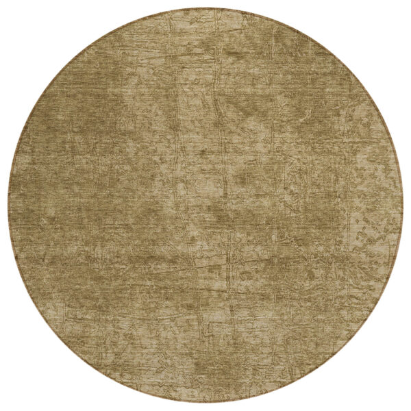 8' Round Tan Round Abstract Washable Non Skid Indoor Outdoor Area Rug