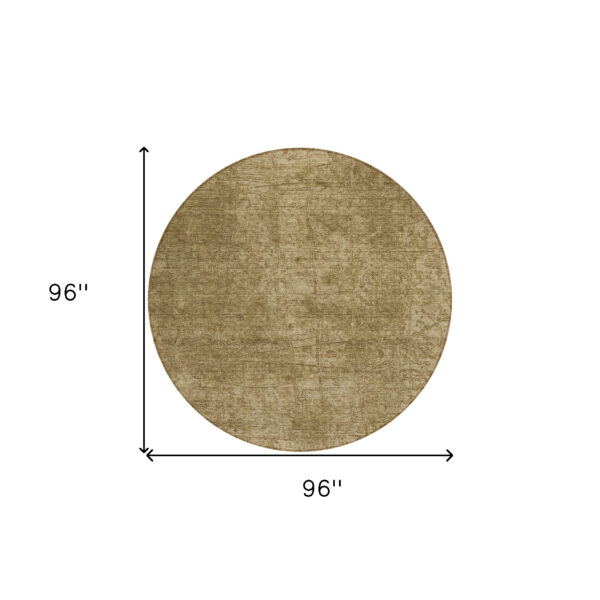 8' Round Tan Round Abstract Washable Non Skid Indoor Outdoor Area Rug