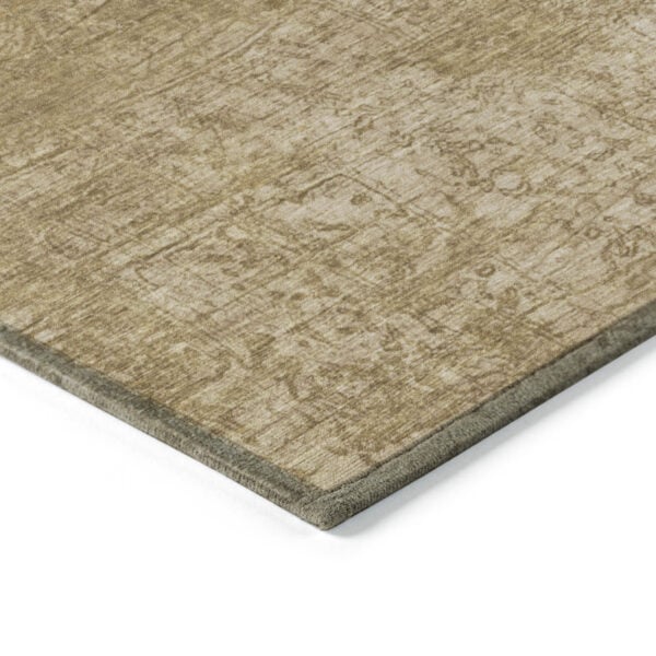 8' Runner Tan Abstract Washable Non Skid Indoor Outdoor Runner Rug