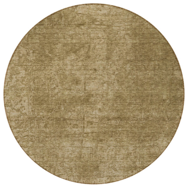 8' Round Tan Round Abstract Washable Non Skid Indoor Outdoor Area Rug