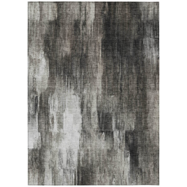 5' X 8' Gray and Black Abstract Washable Non Skid Indoor Outdoor Area Rug