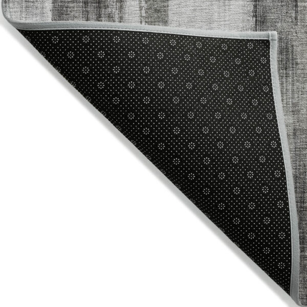 5' X 8' Gray and Black Abstract Washable Non Skid Indoor Outdoor Area Rug