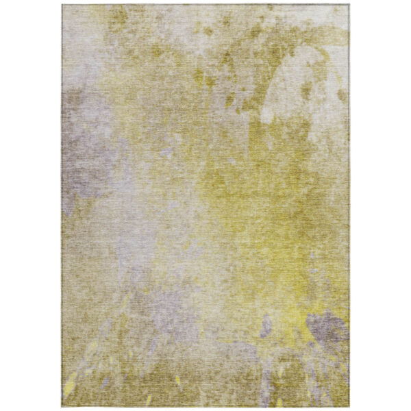 9' X 12' Gold Beige and Purple Abstract Washable Non Skid Indoor Outdoor Area Rug