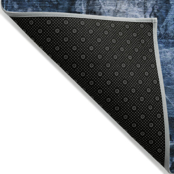 8' Runner Navy Blue Floral Washable Non Skid Indoor Outdoor Runner Rug