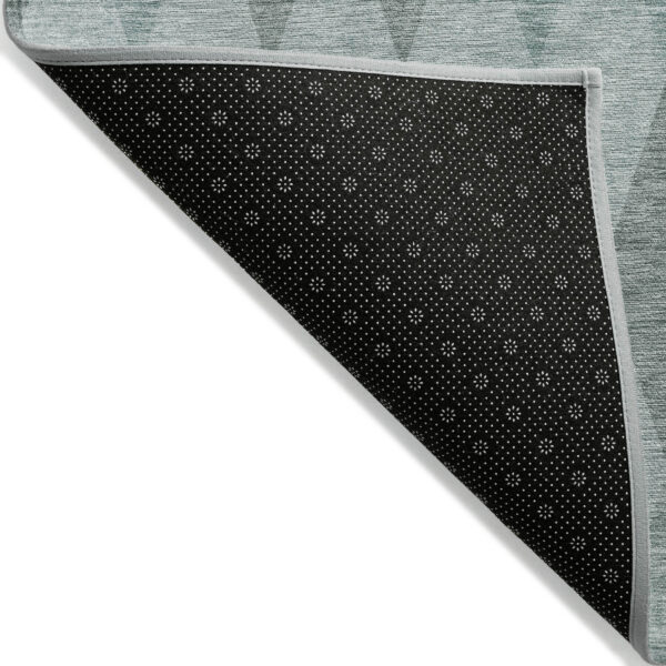 8' X 10' Teal Geometric Washable Non Skid Indoor Outdoor Area Rug
