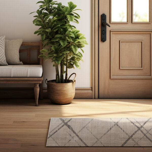 15' Gray Geometric Dhurrie Runner Rug