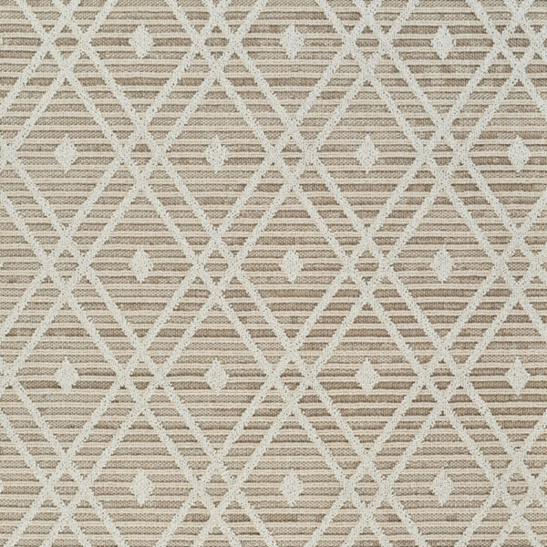 4' X 6' Cream and Brown Geometric Distressed Indoor Outdoor Area Rug