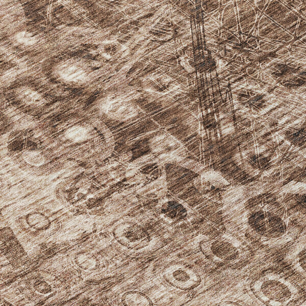 5' X 8' Chocolate Ikat Washable Indoor Outdoor Area Rug