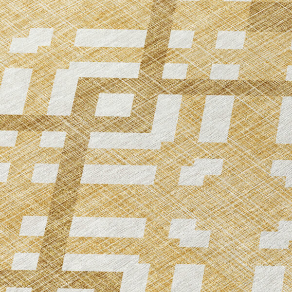 8' X 10' Gold Beige And Tan Geometric Washable Indoor Outdoor Area Rug