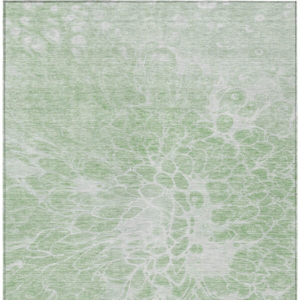 9' X 12' Mint Green And Ivory Abstract Washable Indoor Outdoor Area Rug