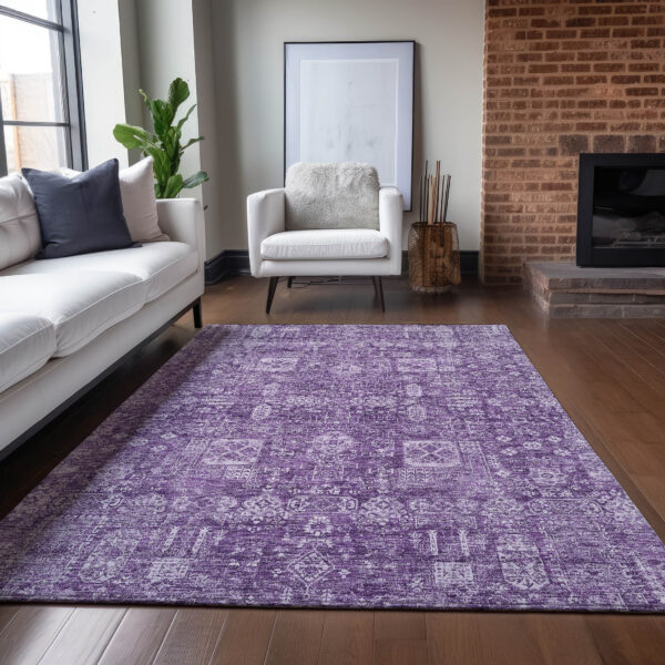 3' X 5' Purple Lilac And Lavender Oriental Washable Indoor Outdoor Area Rug