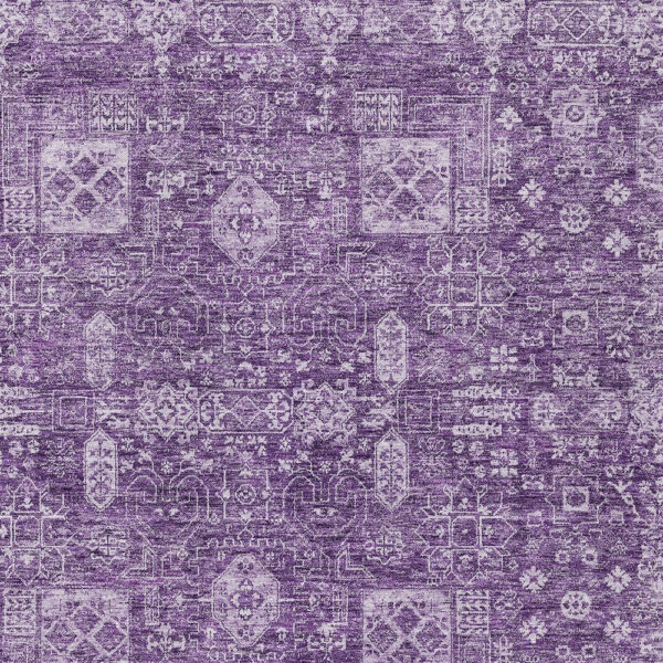 3' X 5' Purple Lilac And Lavender Oriental Washable Indoor Outdoor Area Rug