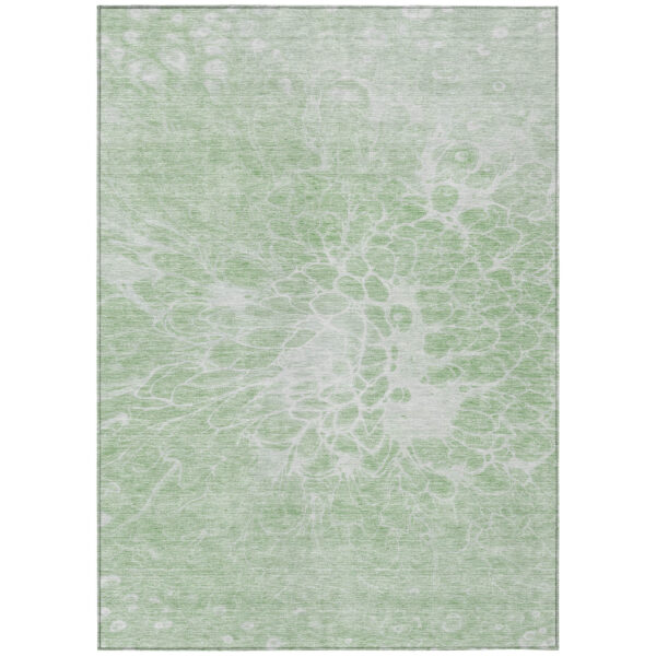 9' X 12' Mint Green And Ivory Abstract Washable Indoor Outdoor Area Rug