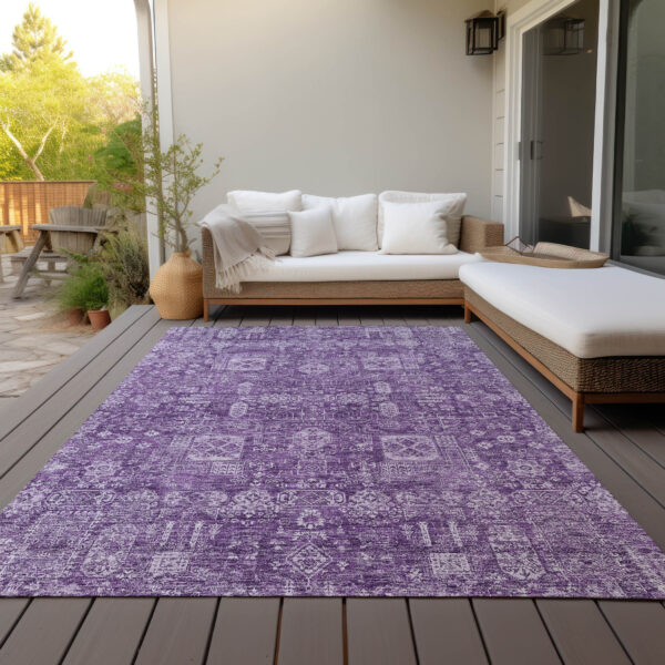 3' X 5' Purple Lilac And Lavender Oriental Washable Indoor Outdoor Area Rug