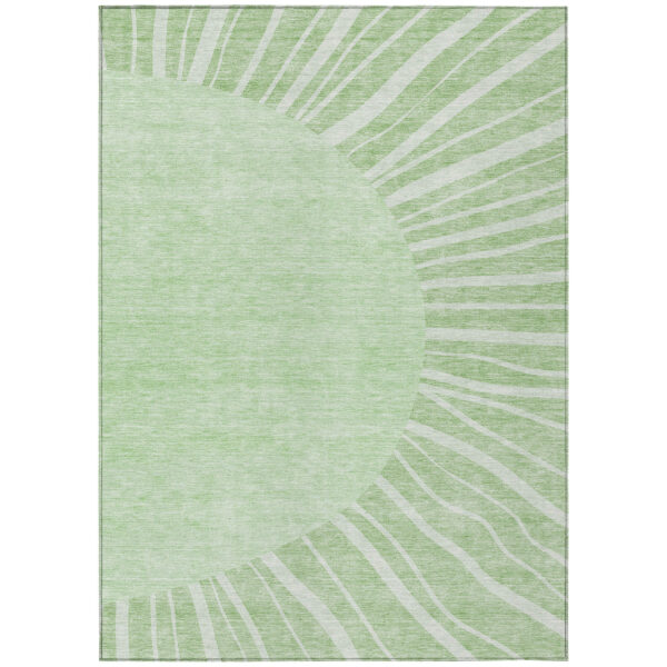 3' X 5' Green And Mint Green Abstract Washable Indoor Outdoor Area Rug