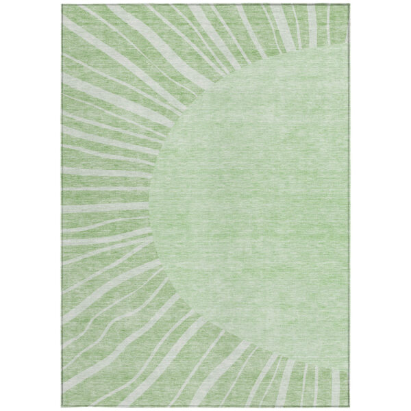 3' X 5' Green And Mint Green Abstract Washable Indoor Outdoor Area Rug