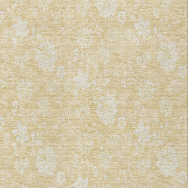 8' X 10' Yellow Wheat And Ivory Floral Washable Indoor Outdoor Area Rug