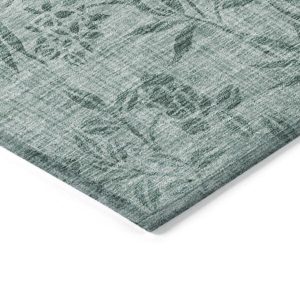 9' X 12' Sage Fern Green And Ivory Floral Washable Indoor Outdoor Area Rug