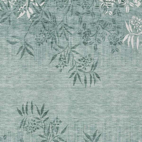 9' X 12' Sage Fern Green And Ivory Floral Washable Indoor Outdoor Area Rug