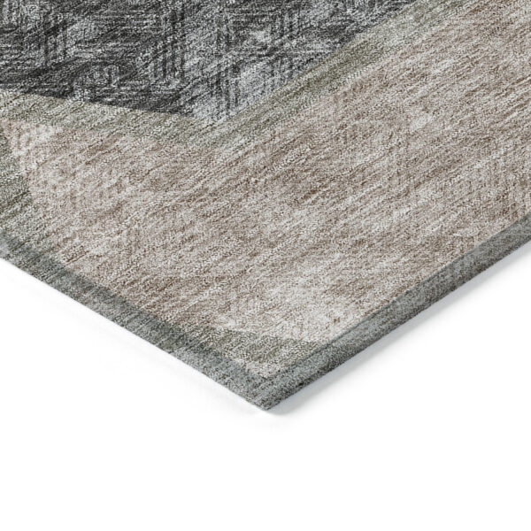 10' X 14' Chocolate And Taupe Geometric Washable Indoor Outdoor Area Rug