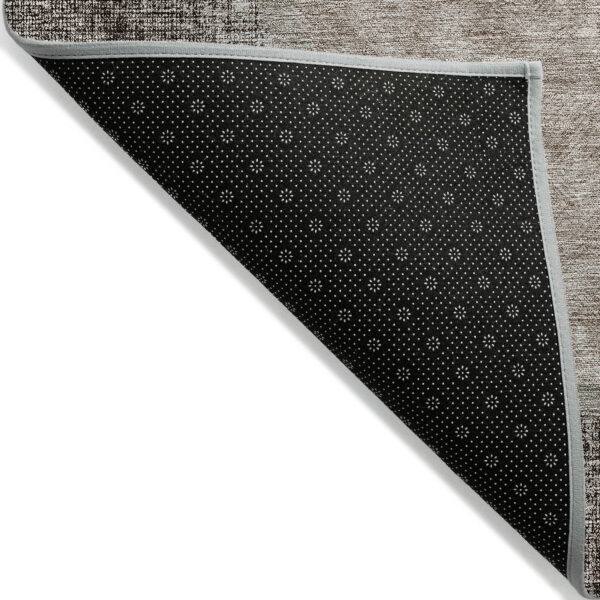 10' X 14' Chocolate And Taupe Geometric Washable Indoor Outdoor Area Rug