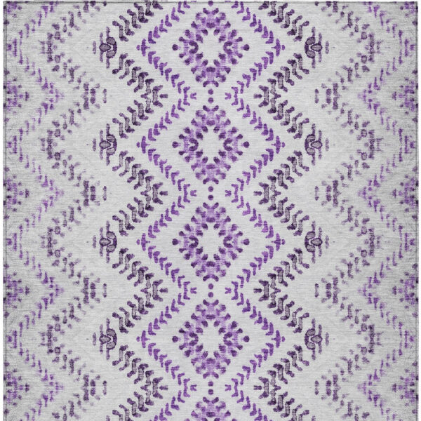 9' X 12' Purple Eggplant And Lavender Geometric Washable Indoor Outdoor Area Rug