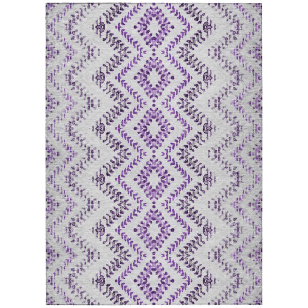 9' X 12' Purple Eggplant And Lavender Geometric Washable Indoor Outdoor Area Rug