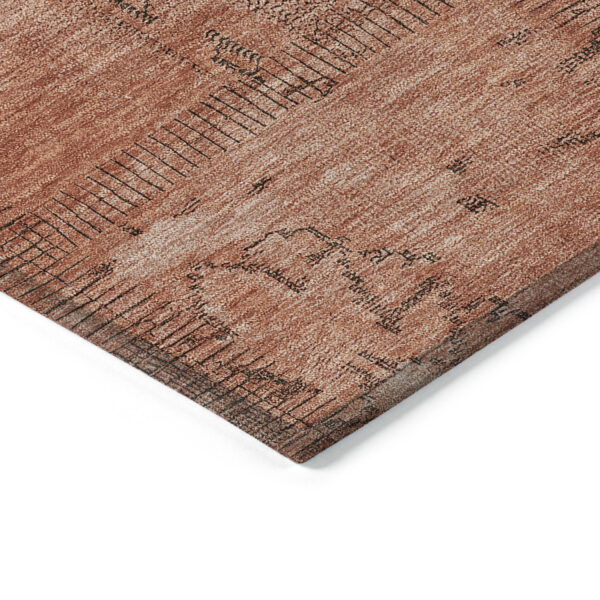 8' X 10' Salmon Copper And Gray Patchwork Washable Indoor Outdoor Area Rug