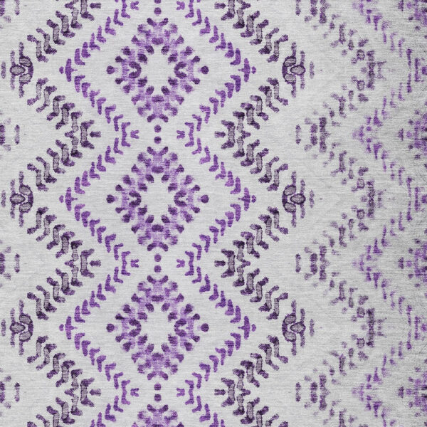 9' X 12' Purple Eggplant And Lavender Geometric Washable Indoor Outdoor Area Rug