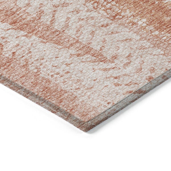 9' X 12' Orange And Salmon Botanical Leaves Washable Indoor Outdoor Area Rug