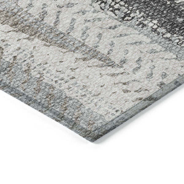 10' X 14' Khaki Ivory And Gray Botanical Leaves Washable Indoor Outdoor Area Rug