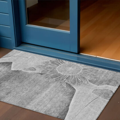 3' X 5' Gray Silver And Charcoal Floral Washable Indoor Outdoor Area Rug