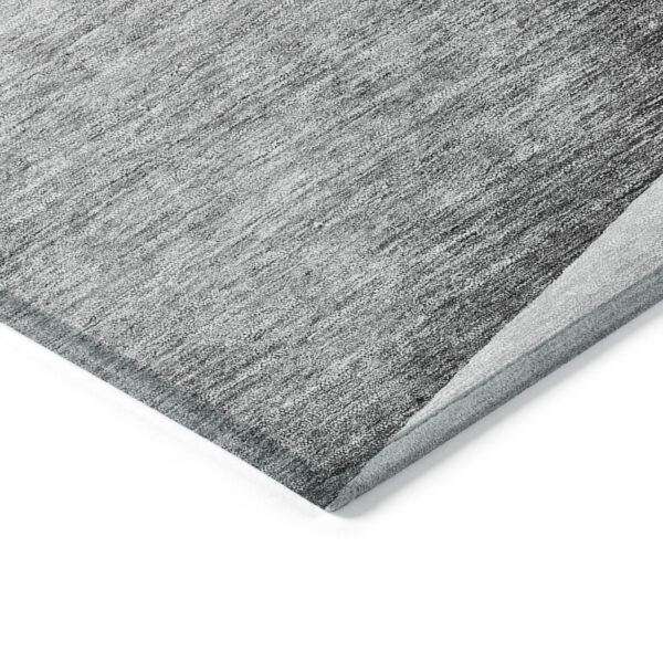 3' X 5' Gray Silver And Charcoal Floral Washable Indoor Outdoor Area Rug