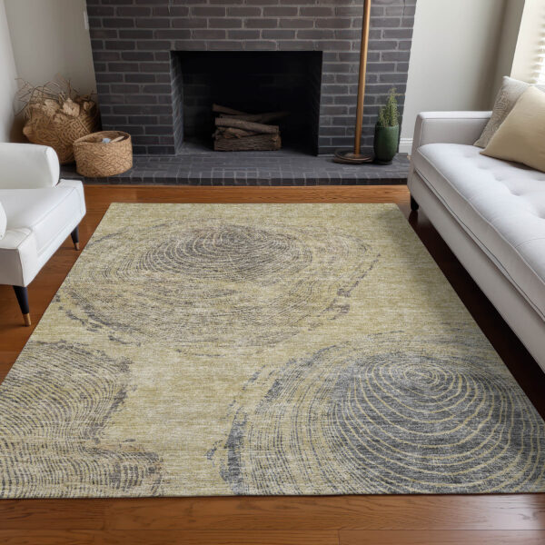 10' X 14' Beige Taupe And Gray Abstract Washable Indoor Outdoor Area Rug