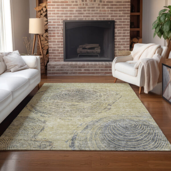 10' X 14' Beige Taupe And Gray Abstract Washable Indoor Outdoor Area Rug